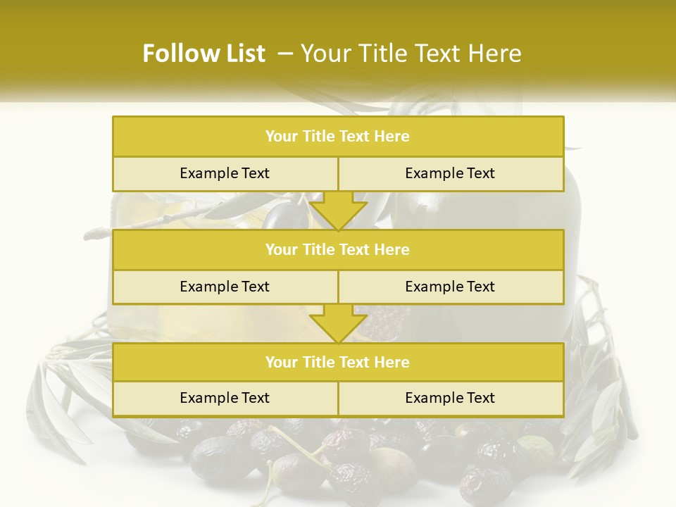 A Bottle Of Olive Oil Next To A Bunch Of Olives PowerPoint Template