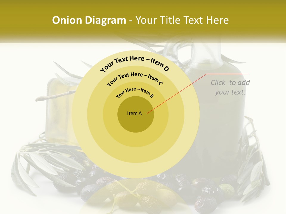 A Bottle Of Olive Oil Next To A Bunch Of Olives PowerPoint Template