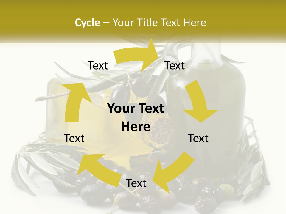 A Bottle Of Olive Oil Next To A Bunch Of Olives PowerPoint Template