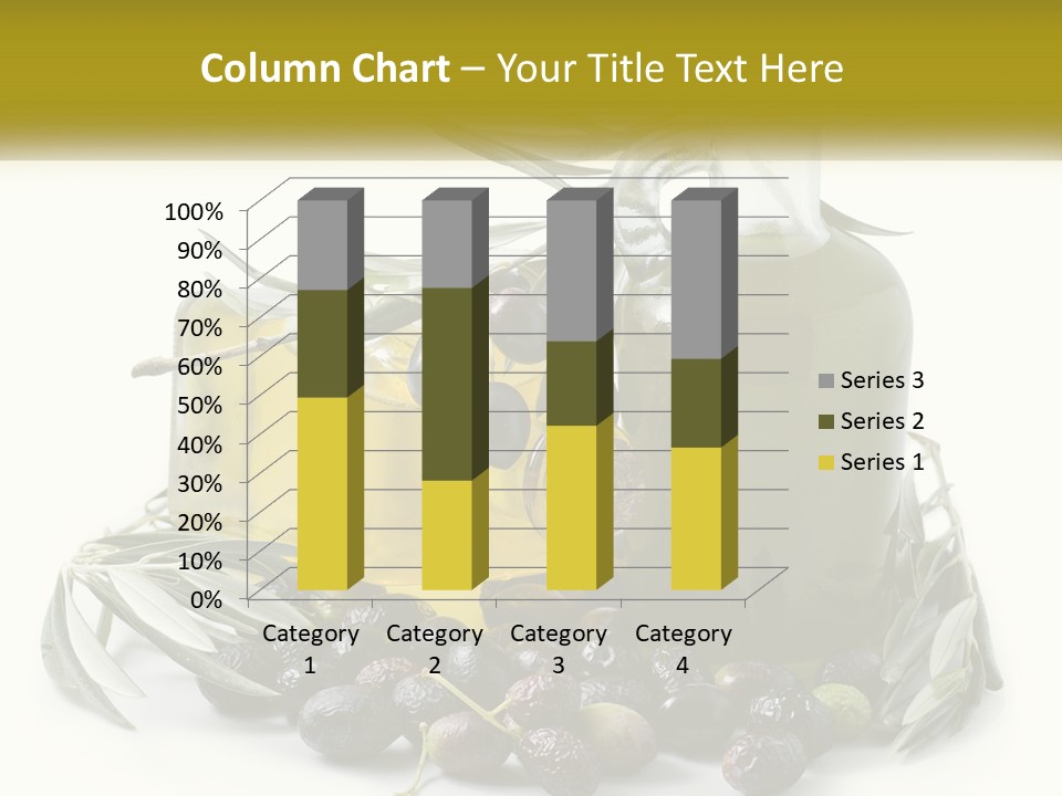 A Bottle Of Olive Oil Next To A Bunch Of Olives PowerPoint Template