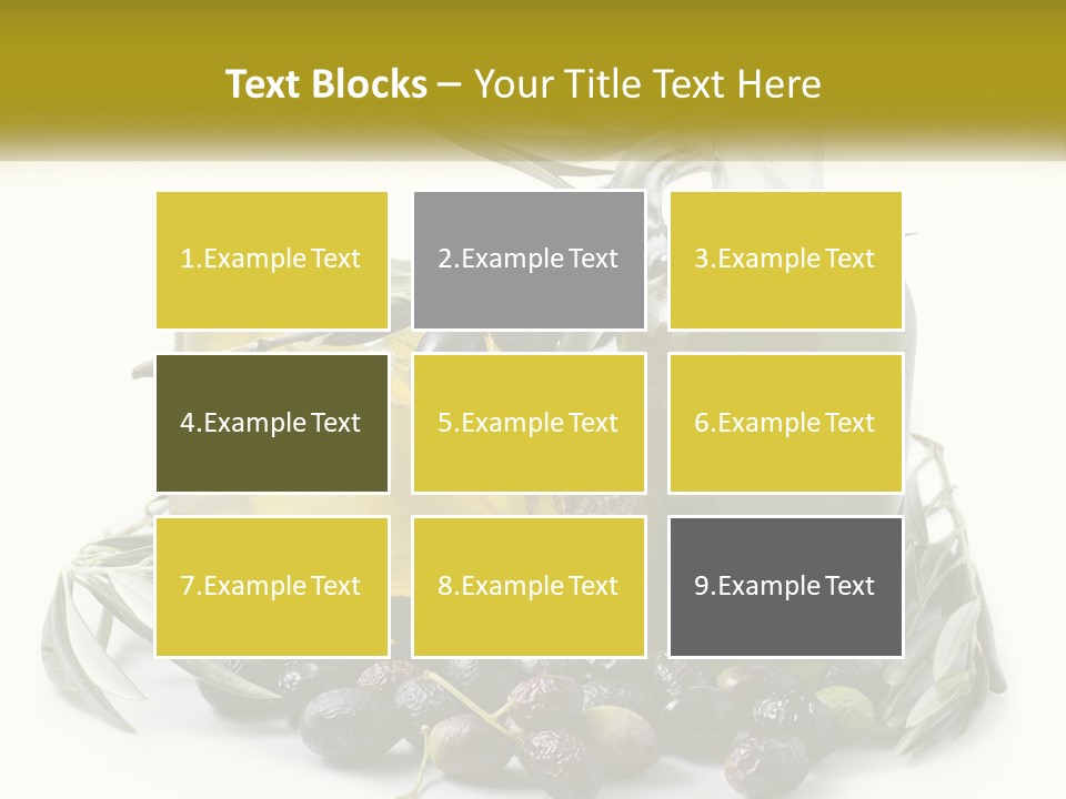 A Bottle Of Olive Oil Next To A Bunch Of Olives PowerPoint Template
