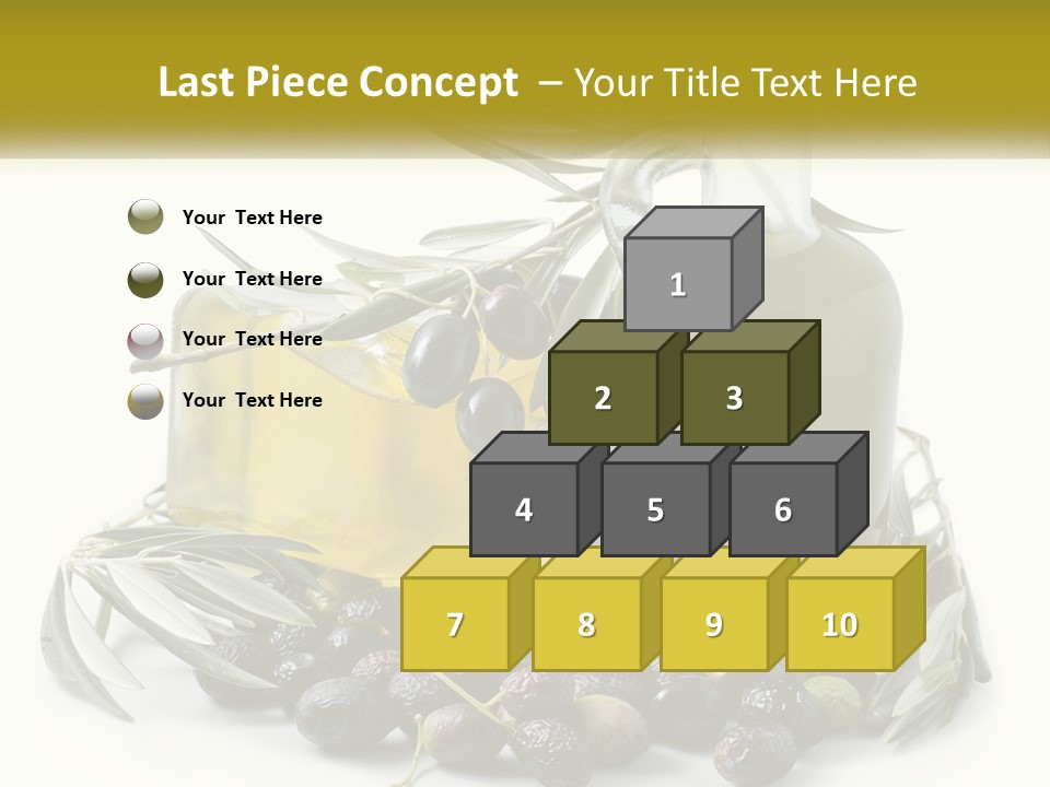A Bottle Of Olive Oil Next To A Bunch Of Olives PowerPoint Template