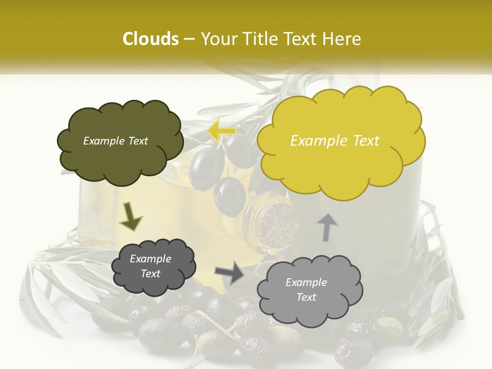 A Bottle Of Olive Oil Next To A Bunch Of Olives PowerPoint Template