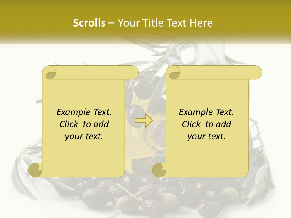A Bottle Of Olive Oil Next To A Bunch Of Olives PowerPoint Template