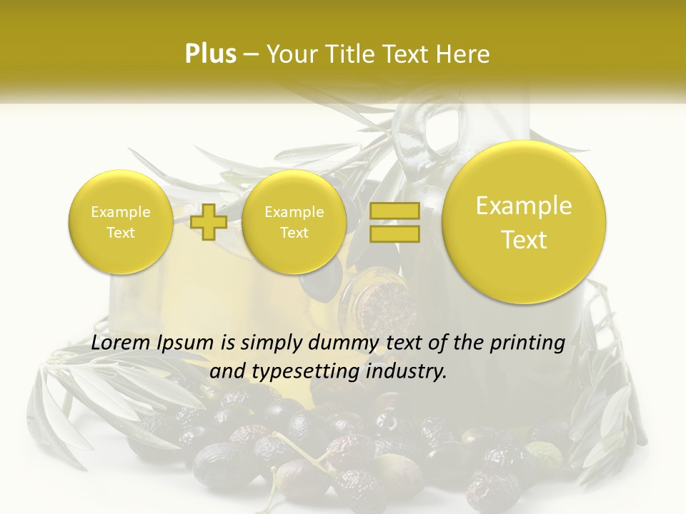 A Bottle Of Olive Oil Next To A Bunch Of Olives PowerPoint Template