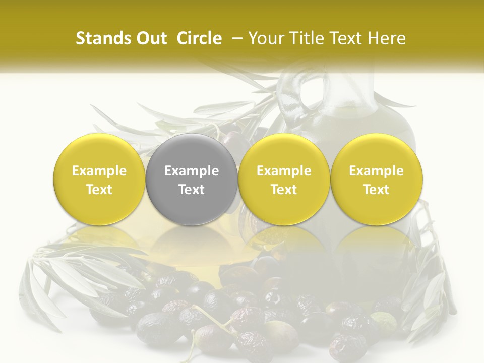 A Bottle Of Olive Oil Next To A Bunch Of Olives PowerPoint Template