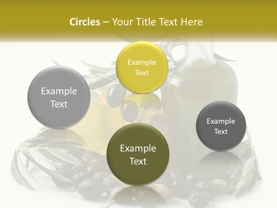 A Bottle Of Olive Oil Next To A Bunch Of Olives PowerPoint Template