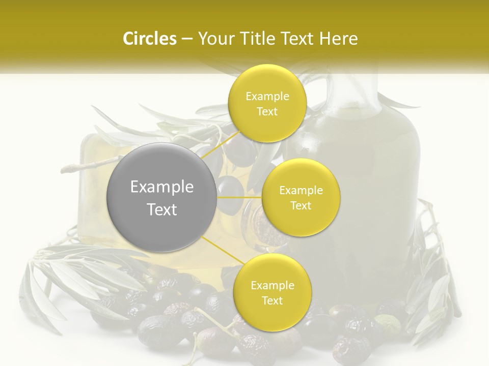 A Bottle Of Olive Oil Next To A Bunch Of Olives PowerPoint Template