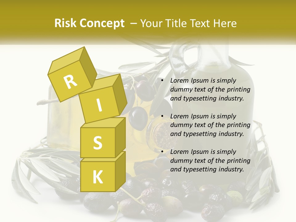 A Bottle Of Olive Oil Next To A Bunch Of Olives PowerPoint Template