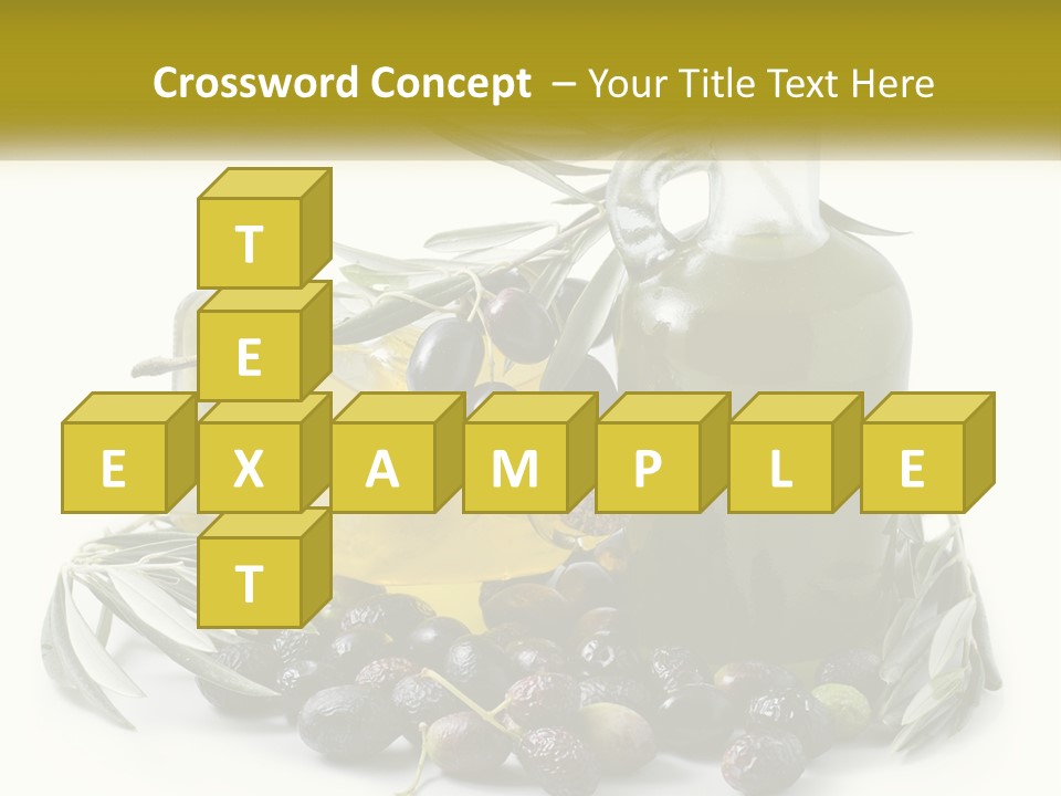 A Bottle Of Olive Oil Next To A Bunch Of Olives PowerPoint Template