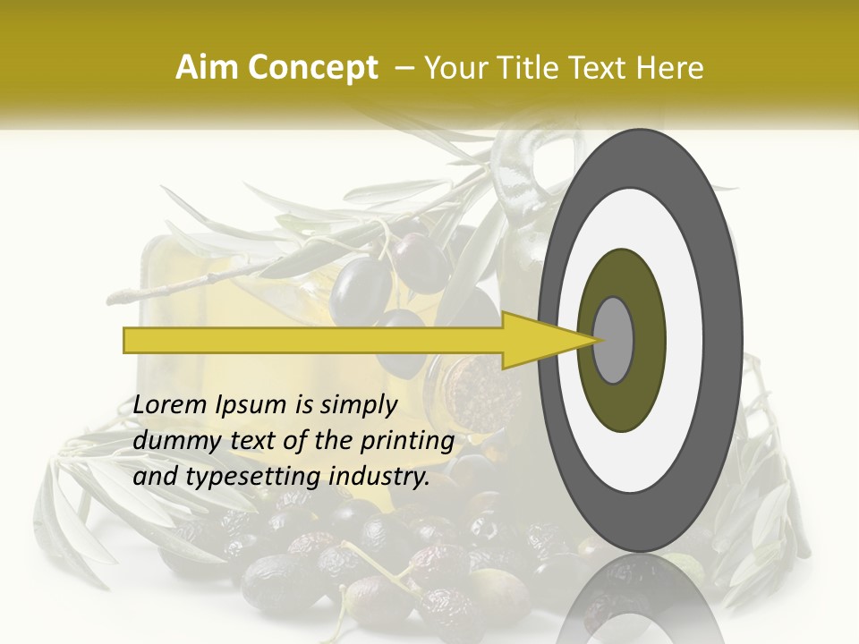 A Bottle Of Olive Oil Next To A Bunch Of Olives PowerPoint Template