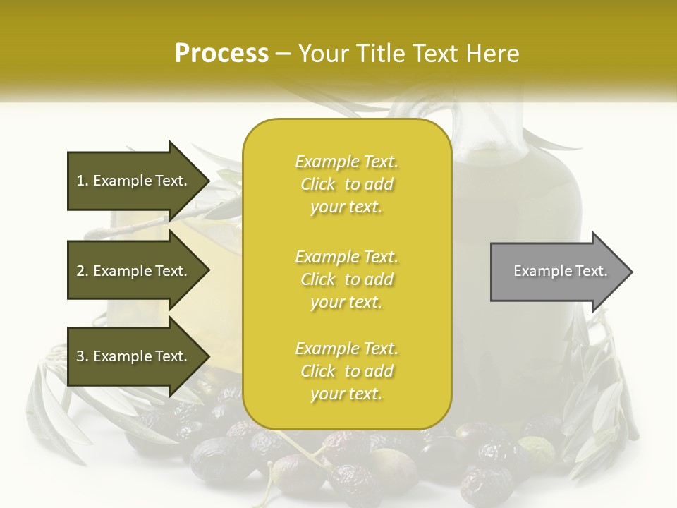 A Bottle Of Olive Oil Next To A Bunch Of Olives PowerPoint Template