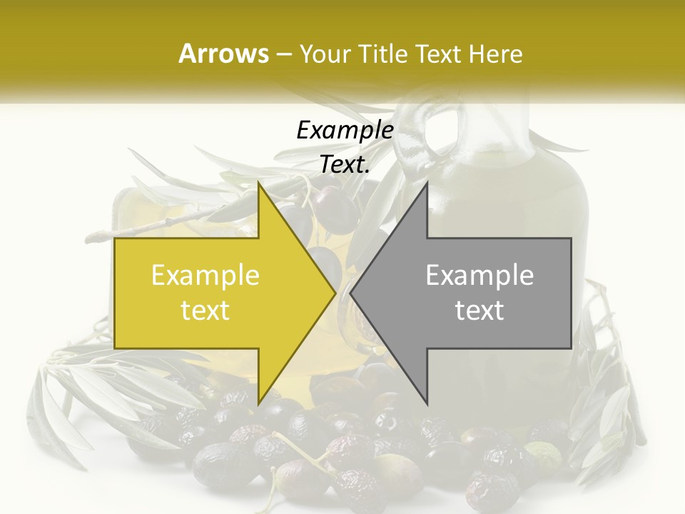 A Bottle Of Olive Oil Next To A Bunch Of Olives PowerPoint Template