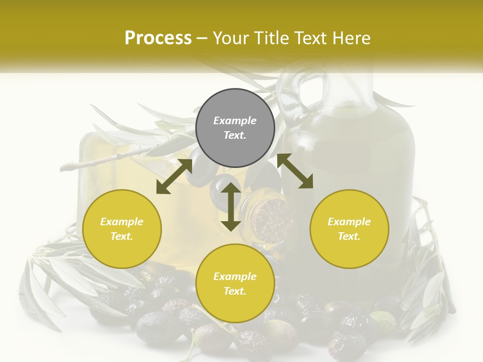 A Bottle Of Olive Oil Next To A Bunch Of Olives PowerPoint Template