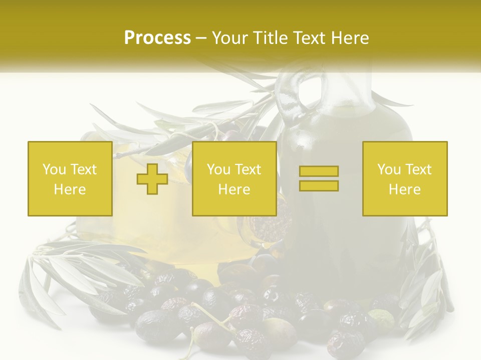 A Bottle Of Olive Oil Next To A Bunch Of Olives PowerPoint Template