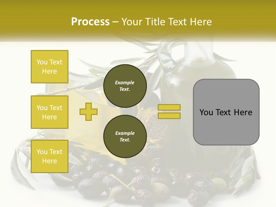 A Bottle Of Olive Oil Next To A Bunch Of Olives PowerPoint Template