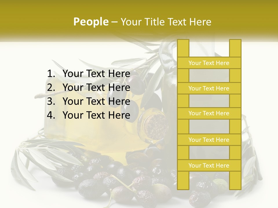 A Bottle Of Olive Oil Next To A Bunch Of Olives PowerPoint Template