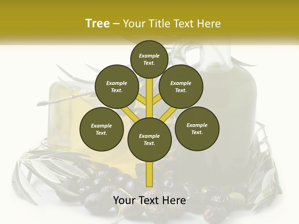 A Bottle Of Olive Oil Next To A Bunch Of Olives PowerPoint Template