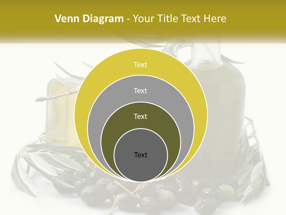 A Bottle Of Olive Oil Next To A Bunch Of Olives PowerPoint Template