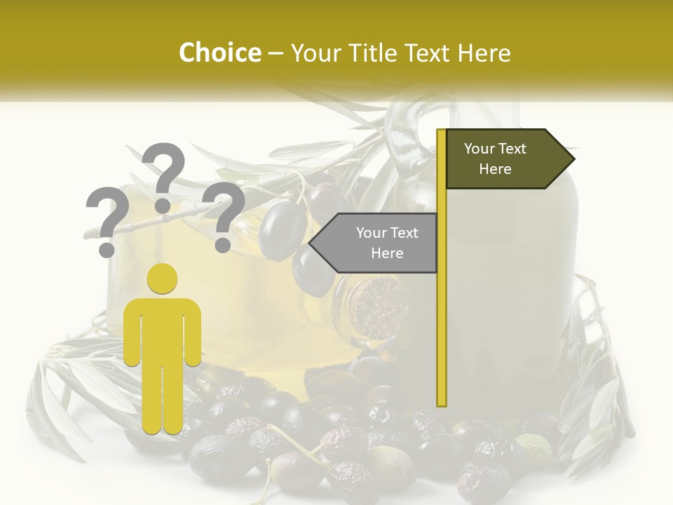 A Bottle Of Olive Oil Next To A Bunch Of Olives PowerPoint Template