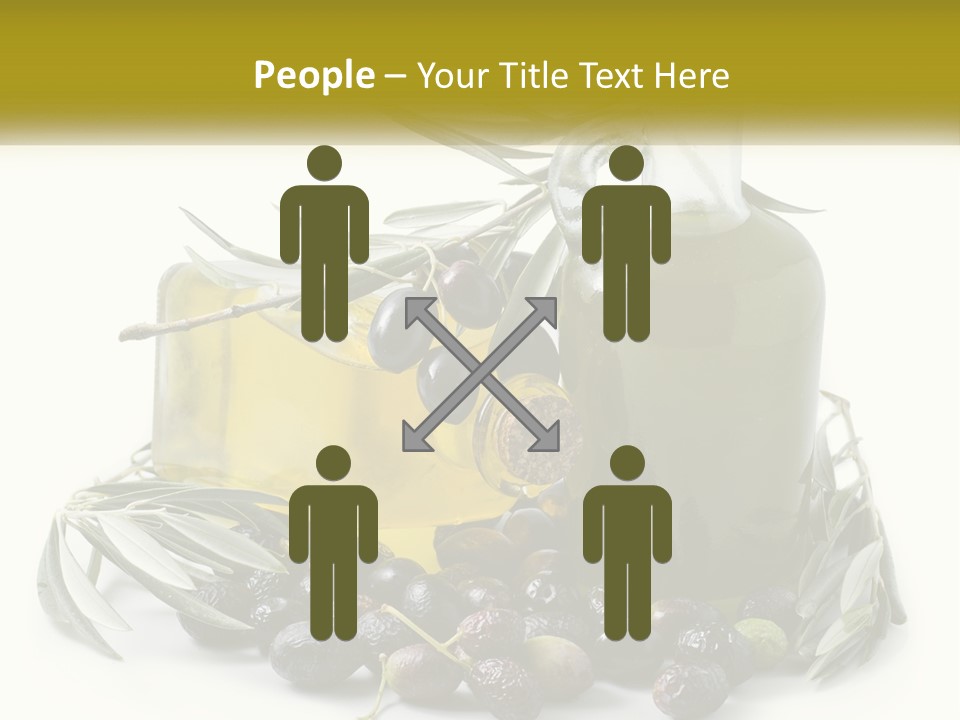 A Bottle Of Olive Oil Next To A Bunch Of Olives PowerPoint Template