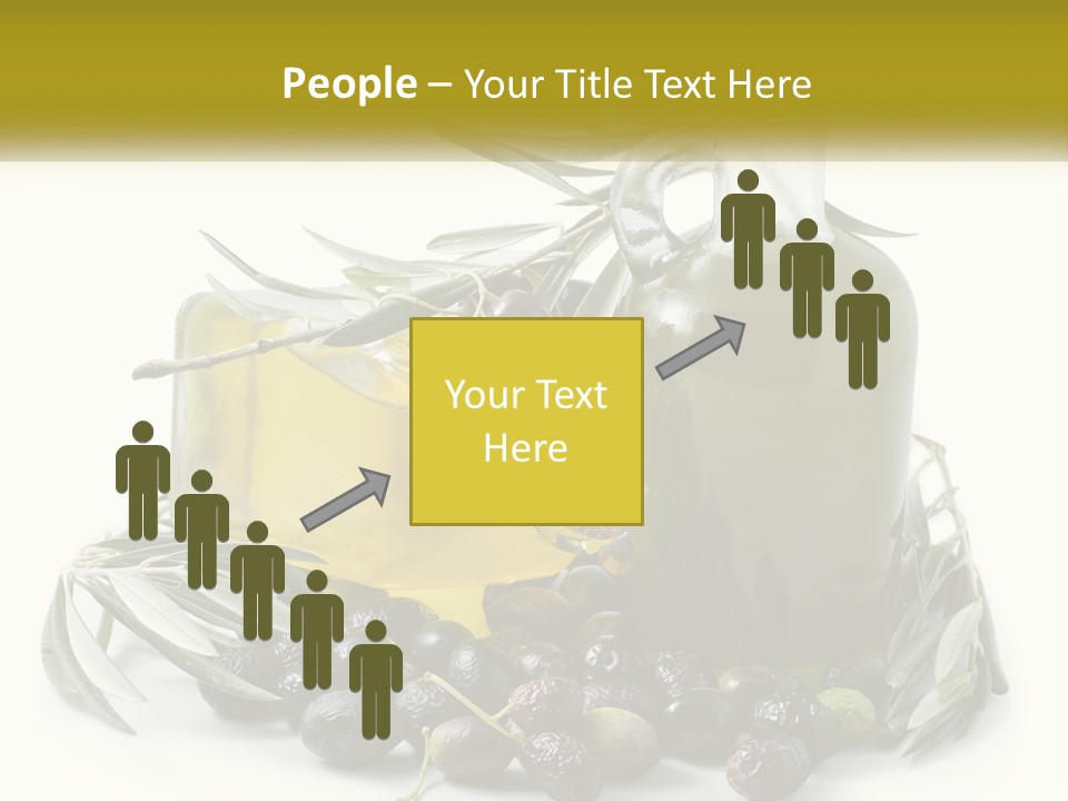 A Bottle Of Olive Oil Next To A Bunch Of Olives PowerPoint Template