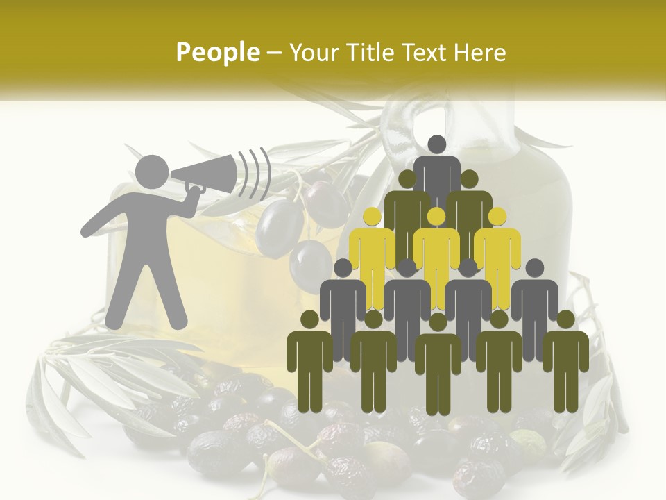 A Bottle Of Olive Oil Next To A Bunch Of Olives PowerPoint Template
