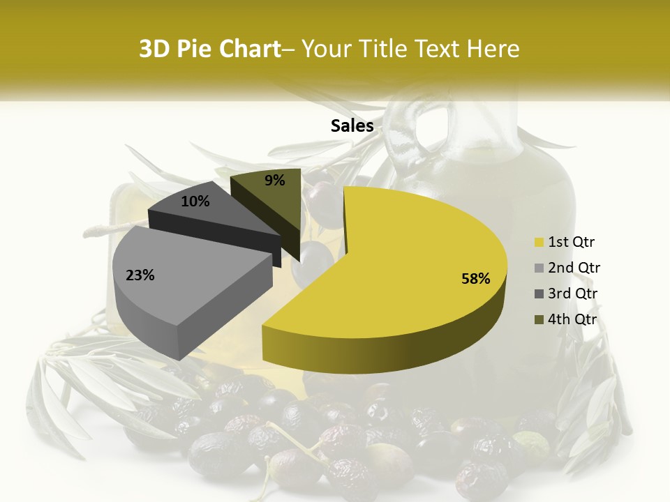 A Bottle Of Olive Oil Next To A Bunch Of Olives PowerPoint Template