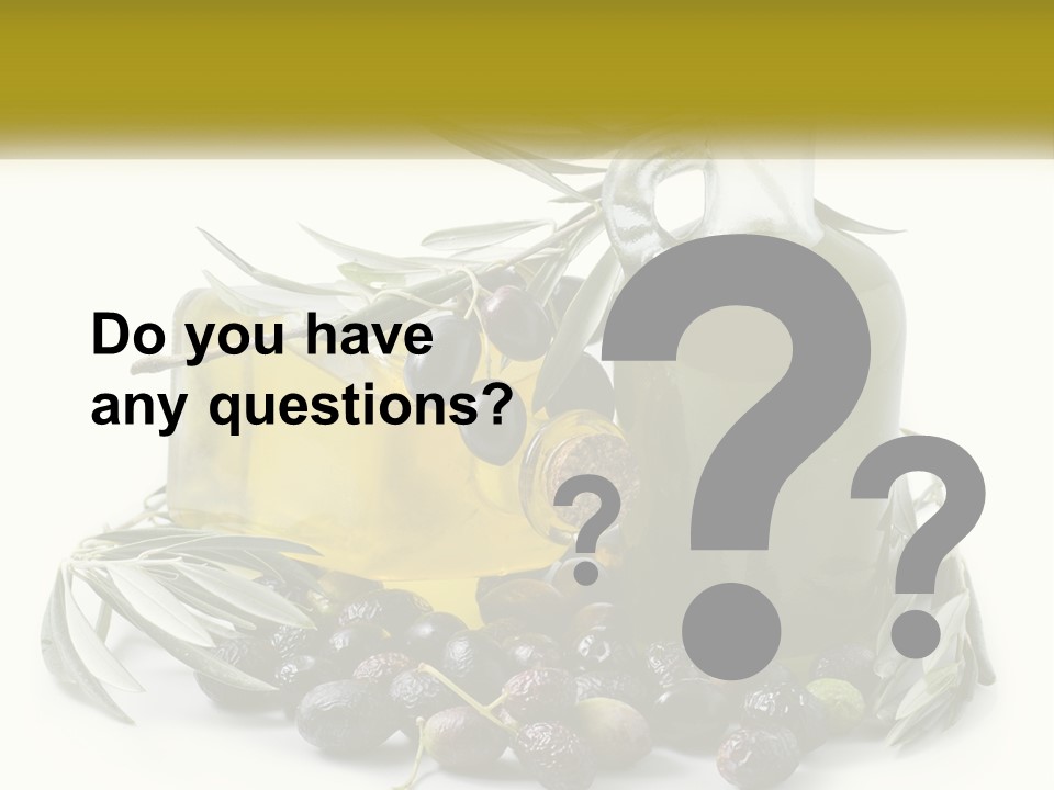 A Bottle Of Olive Oil Next To A Bunch Of Olives PowerPoint Template