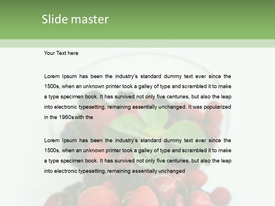 A Bowl Of Berries And Raspberries On A White Background PowerPoint Template