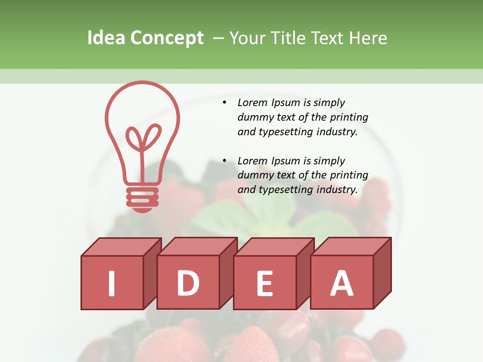 A Bowl Of Berries And Raspberries On A White Background PowerPoint Template