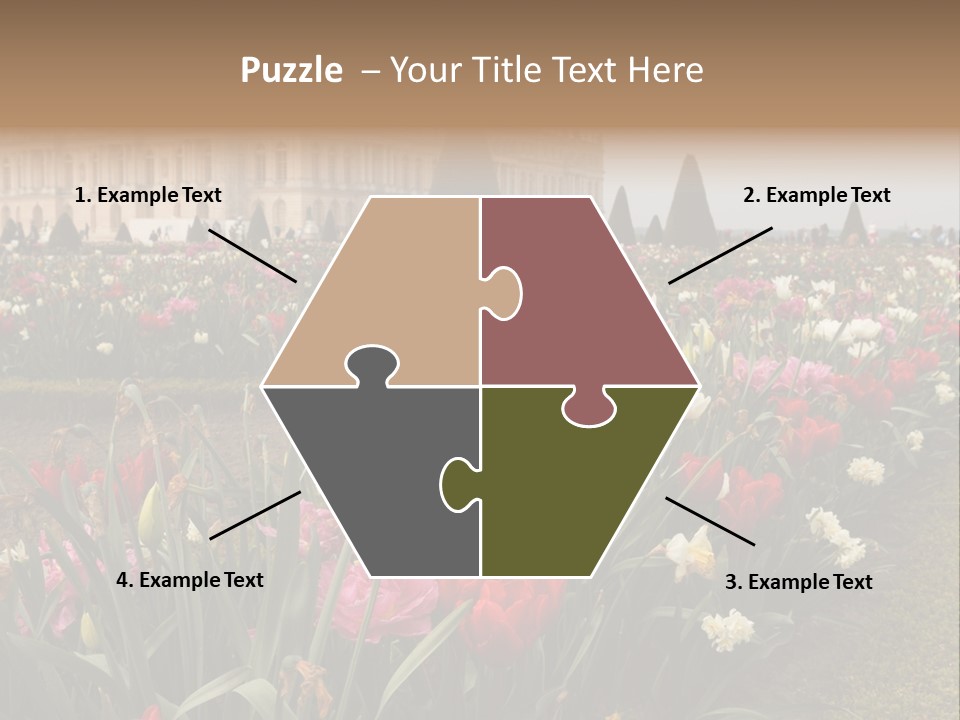 A Field Of Flowers With A Building In The Background PowerPoint Template