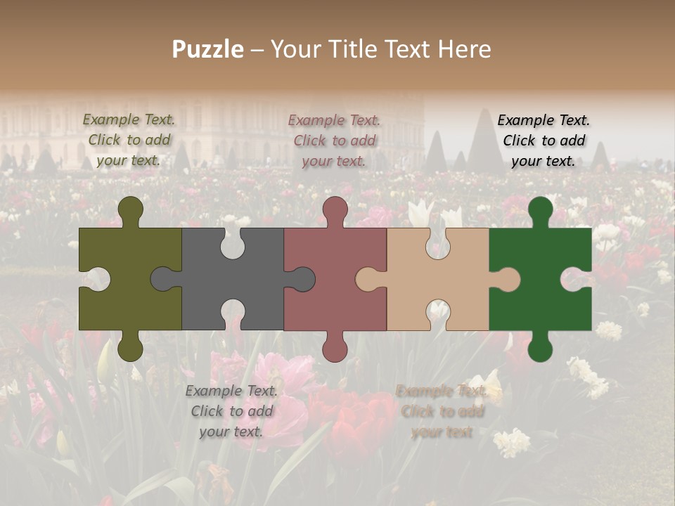 A Field Of Flowers With A Building In The Background PowerPoint Template