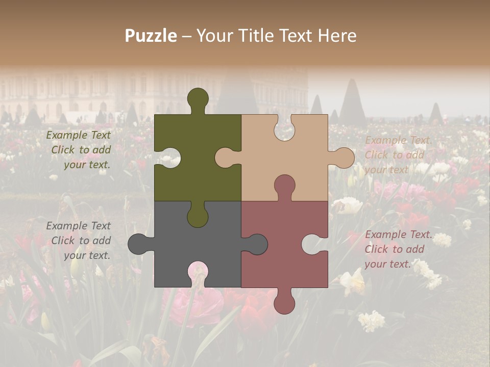 A Field Of Flowers With A Building In The Background PowerPoint Template