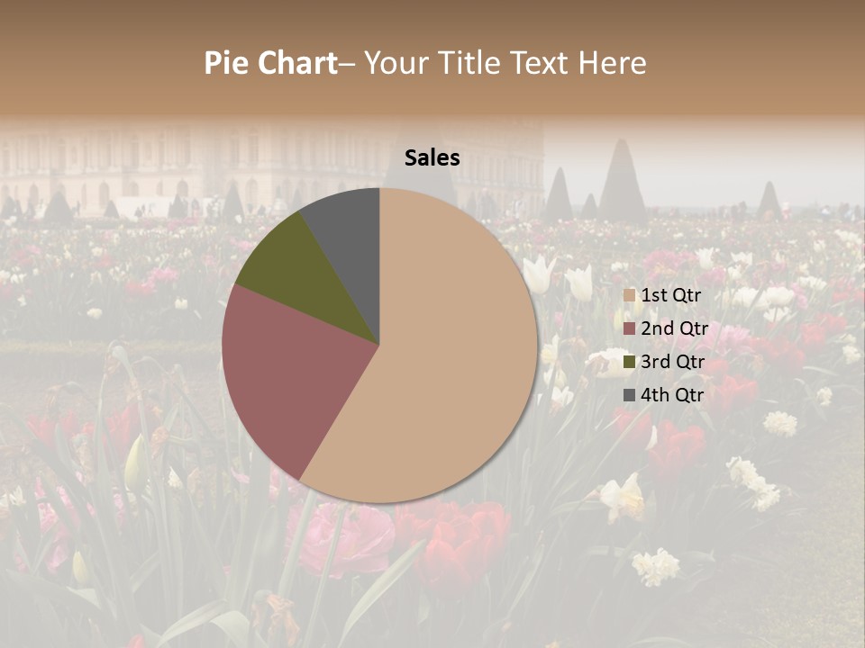 A Field Of Flowers With A Building In The Background PowerPoint Template