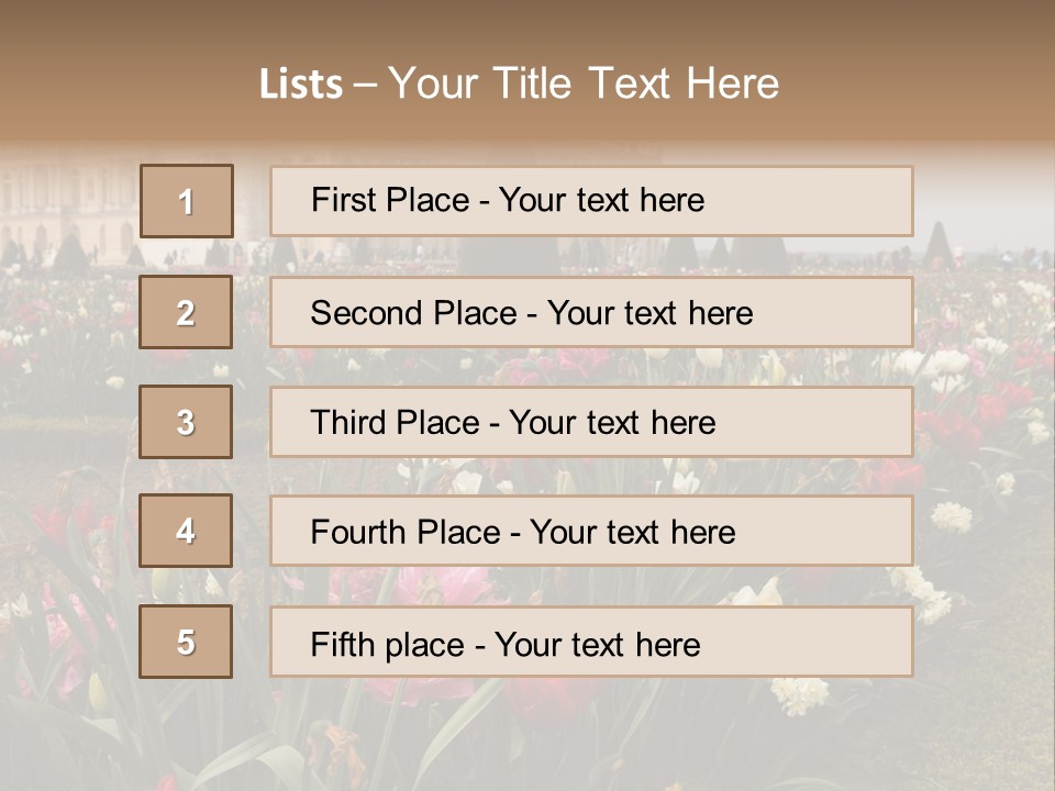 A Field Of Flowers With A Building In The Background PowerPoint Template