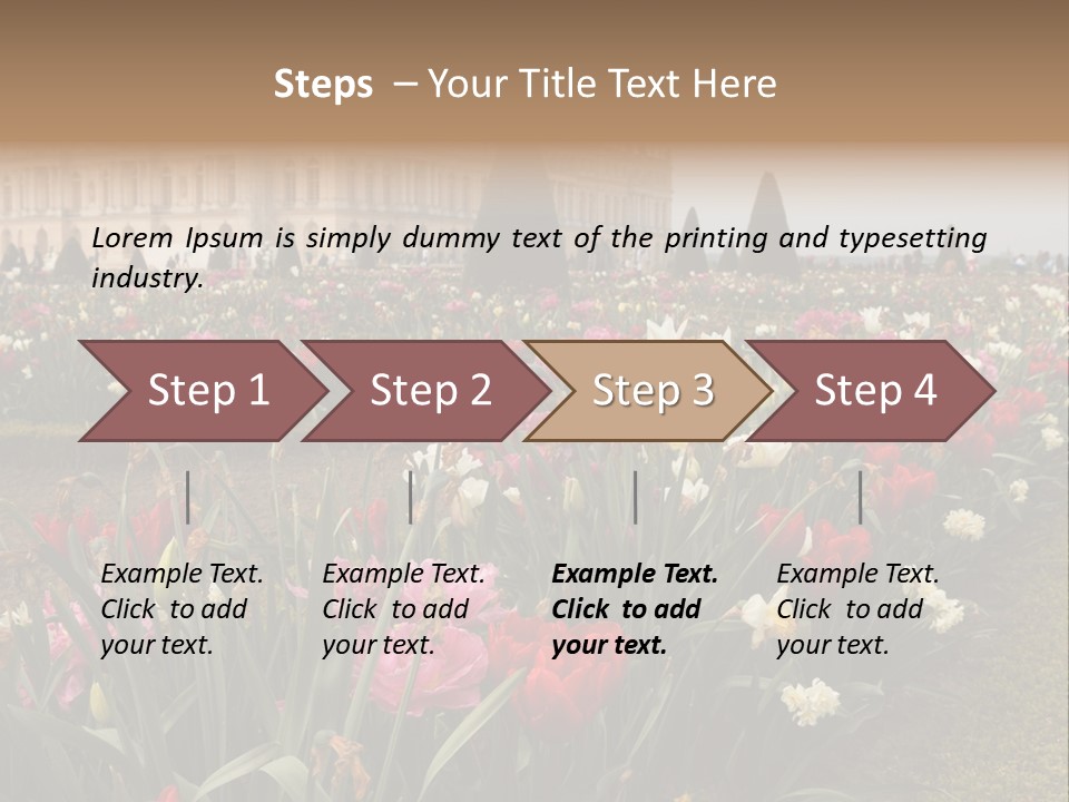 A Field Of Flowers With A Building In The Background PowerPoint Template