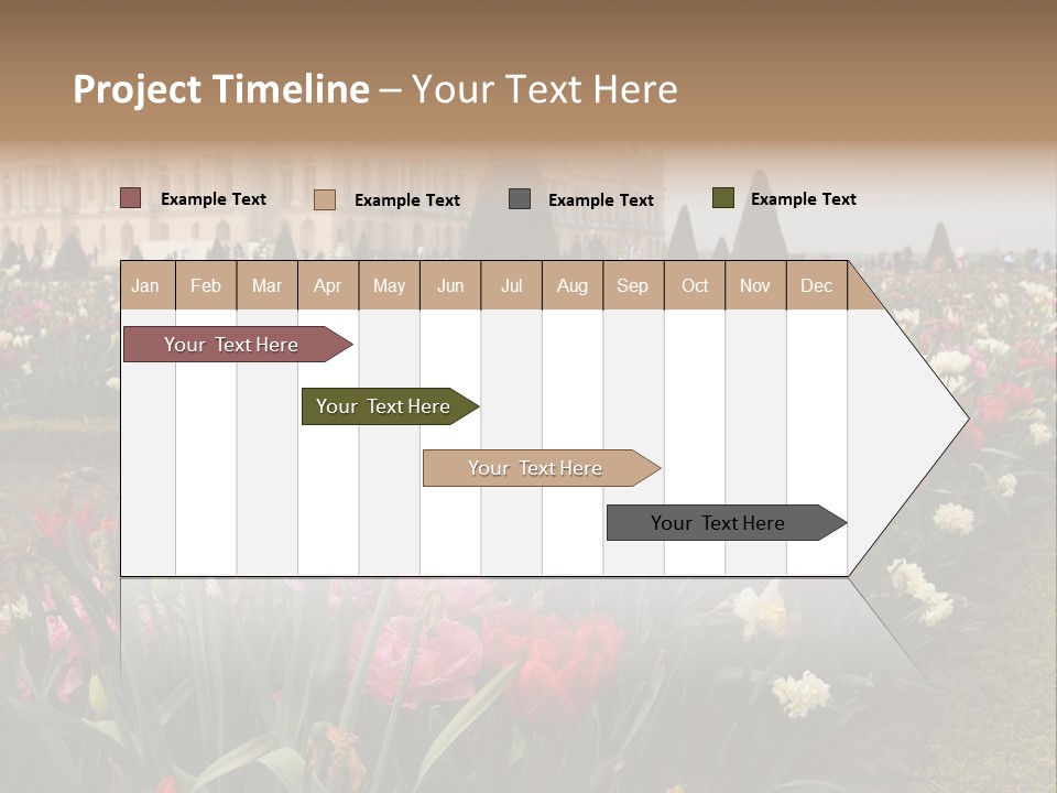 A Field Of Flowers With A Building In The Background PowerPoint Template