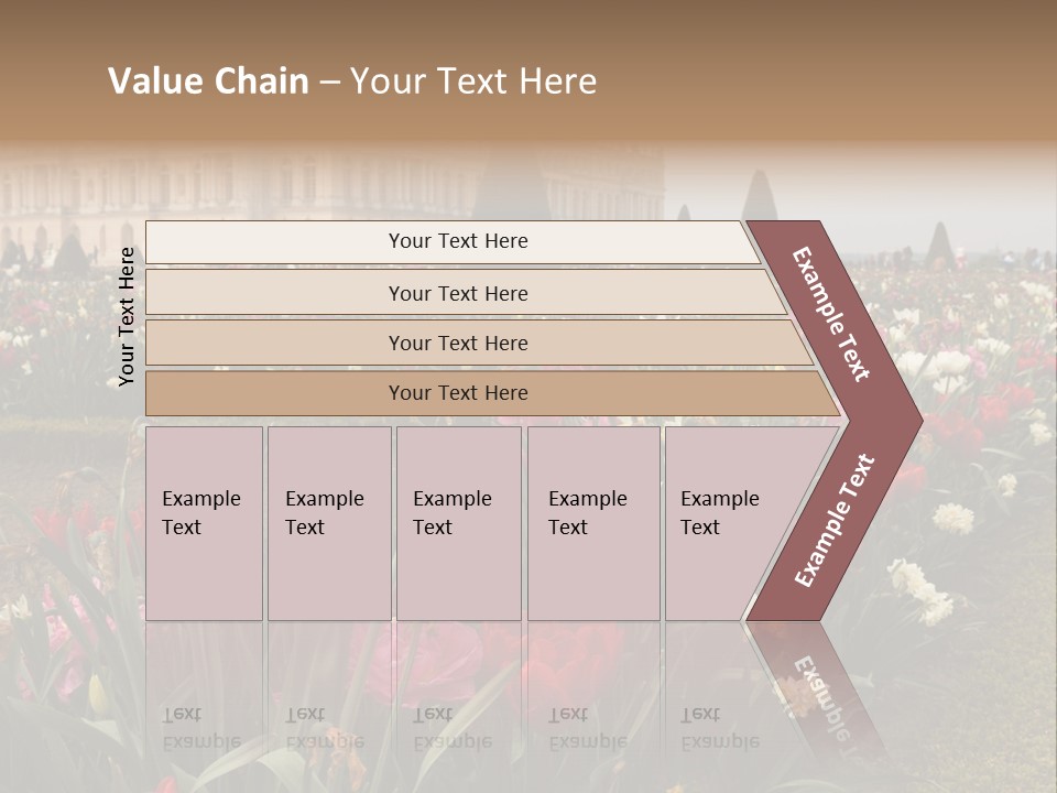 A Field Of Flowers With A Building In The Background PowerPoint Template