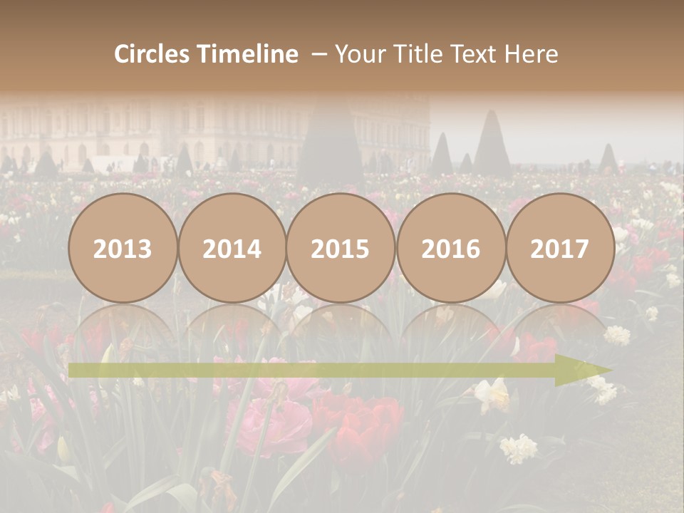 A Field Of Flowers With A Building In The Background PowerPoint Template