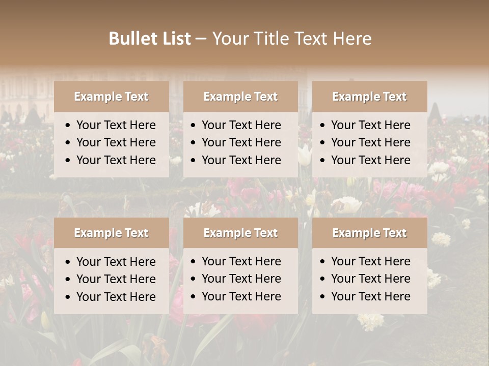 A Field Of Flowers With A Building In The Background PowerPoint Template