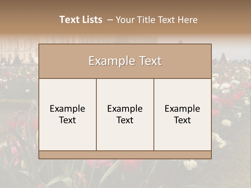 A Field Of Flowers With A Building In The Background PowerPoint Template