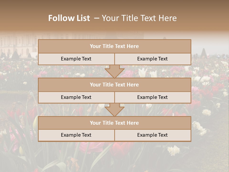 A Field Of Flowers With A Building In The Background PowerPoint Template
