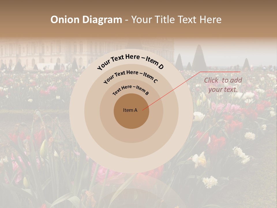 A Field Of Flowers With A Building In The Background PowerPoint Template