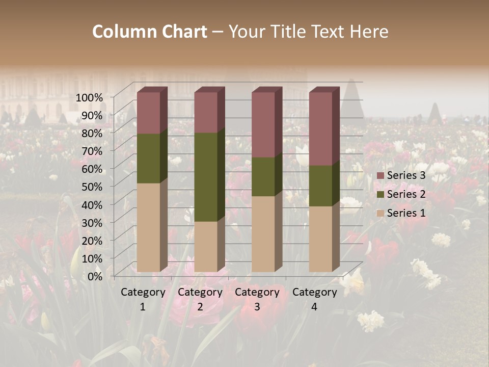 A Field Of Flowers With A Building In The Background PowerPoint Template