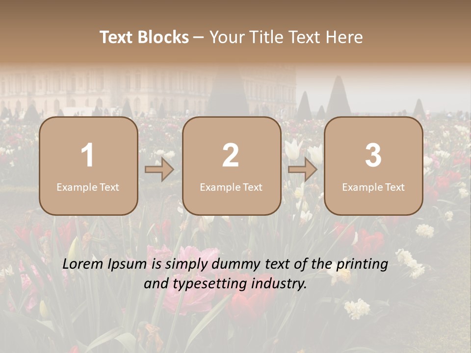 A Field Of Flowers With A Building In The Background PowerPoint Template