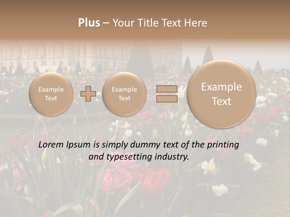 A Field Of Flowers With A Building In The Background PowerPoint Template
