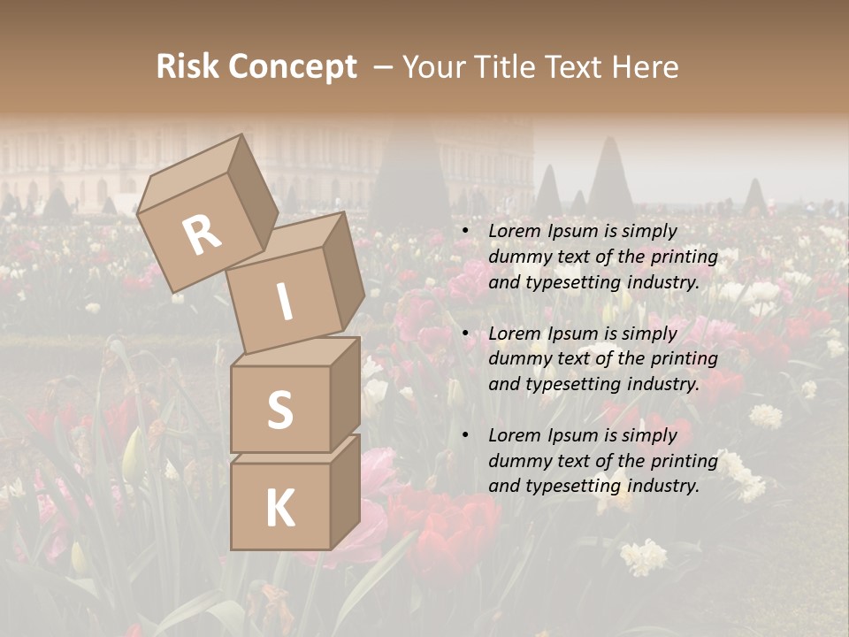 A Field Of Flowers With A Building In The Background PowerPoint Template