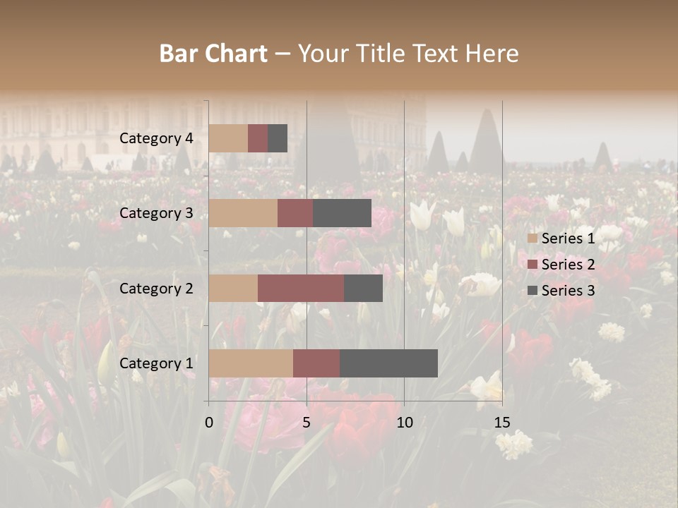 A Field Of Flowers With A Building In The Background PowerPoint Template