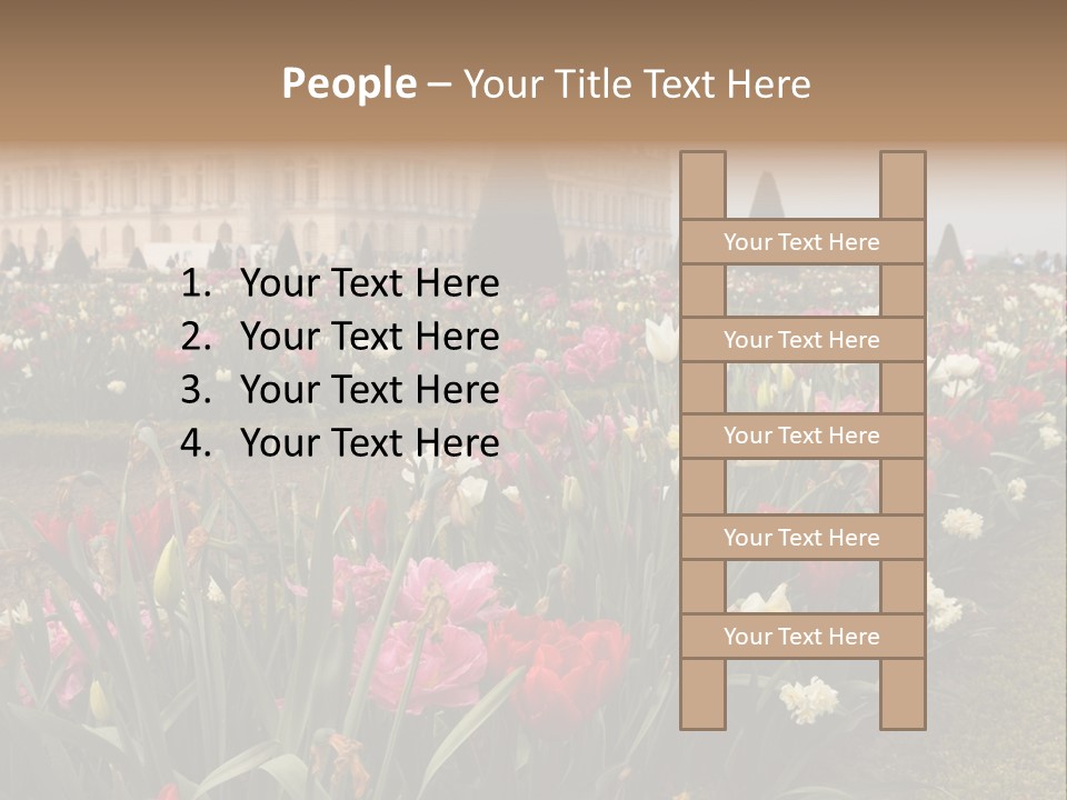 A Field Of Flowers With A Building In The Background PowerPoint Template